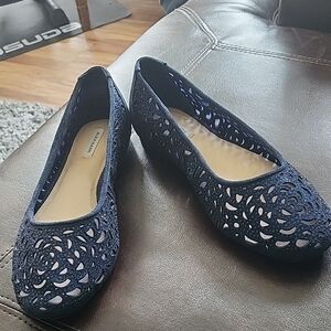 Aldo Blue Flats with Intricate Cut-Out Design